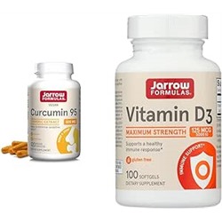 Jarrow Formulas Curcumin 95 500mg - Up to 120 Servings (Veggie Caps) & Vitamin D3 125 mcg (5000 IU) - 100 Servings (Softgels)