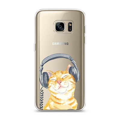 Силиконовый чехол Кот меломан на Samsung Galaxy S7