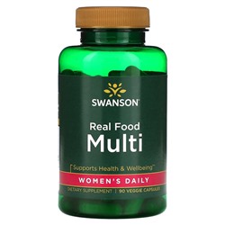 Swanson Real Food Multi, ежедневный рацион для женщин, 90 растительных капсул