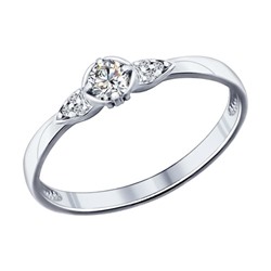 Помолвочное кольцо из серебра с фианитами, 89010027