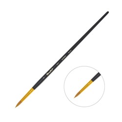Кисть Синтетика, круглая, Жесткая, укороченная вставка, Roubloff серия 1317 № 7, ручка длинная чёрная матовая, жёлтая обойма