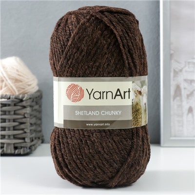 Пряжа "Shetland Chunky" 50% акрил, 50% шерсть 150м/100гр (619 шоколад)