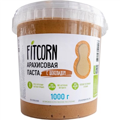 Паста арахисовая FITCORN с белым шоколадом 1000 г Дико Вкусно