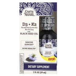 GuruNanda D3 + K2, Black Seed Oil, 2 fl oz (59 ml)