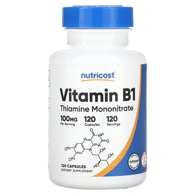 Nutricost Витамин B1, 100 мг, 120 капсул