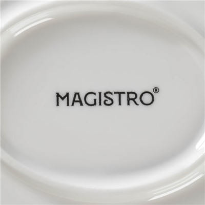 Блюдо фарфоровое для подачи Magistro «Бланш. Герань», d=22,4 см, цвет белый