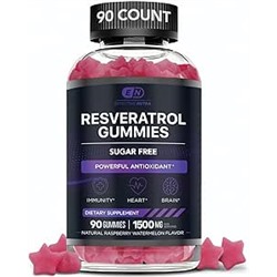 EFFECTIVE NUTRA Resveratrol Gummies 1500mg - Sugar Free Resveratrol Supplement for Antioxidant Support, Immunity, Heart Health, Brain Function - Natural Raspberry Watermelon Flavor (90 Count)