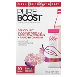 Pureboost Clean Antioxant Energy Mix, Berry Boost, 10 пакетов по 0,42 унции (12 г) каждый