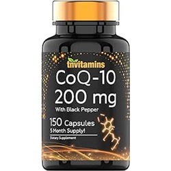 tnvitamins Ultra Potent CoQ-10 200 MG - 150 Capsules with Black Pepper Extract | 5 Month Supply! | Powerful Free Radical Fighting Antioxidant | Max Absorption Rapid Release Capsules | Coenzyme Q-10