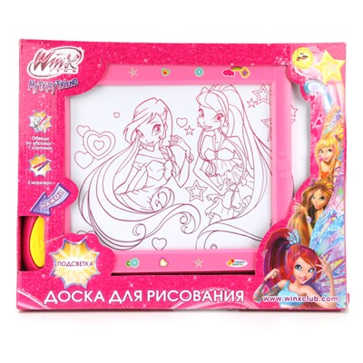 Играем вместе. Доска для рисования "WINX" арт. DT-6004-RW на бат. с подсветкой 2 маркера