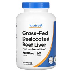 Nutricost Высушенная говяжья печень с ферм на траве - 3000 мг - 240 капсул - Nutricost