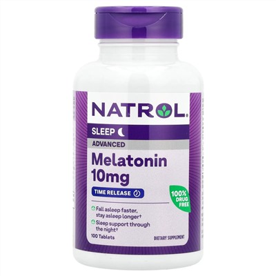 Natrol, Мелатонин, улучшенный сон, медленное высвобождение, 10 мг, 100 таблеток