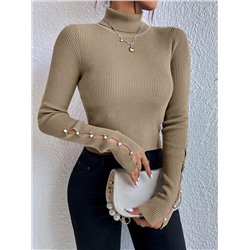 SHEIN Privé свитер с высоким воротником, пуговицы
