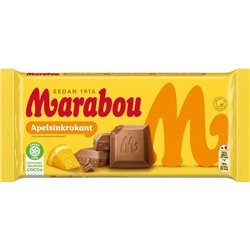 Шведский молочный шоколад с дроблеными кусочками апельсина Marabou  Apelsinkrokant 200 гр