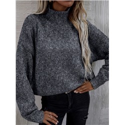 Drop Shoulder Pullover mit hohem Kragen