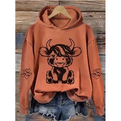 SHEIN LUNE Hoodie in großen Größen, Frühling/Herbst Lässig mit Cartoon-Muster und Kapuze