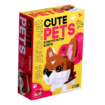 Конструктор Cute pets, Корги, 136 деталей