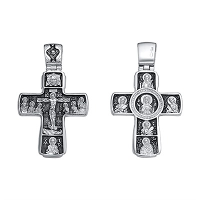 Крест (образ Знамение) из серебра частичное чернение литье