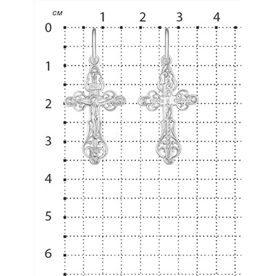 Крест из серебра родированный - 3,6 см 925 пробы 3-403р