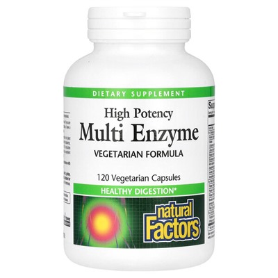 Natural Factors High Potency, Multi Enzyme, 120 вегетарианских капсул