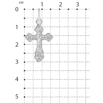 Крест из серебра родированный - 3 см