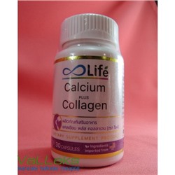 Капсулы кальция с коллагеном Life Calcium plus Collagen, 30 капсул