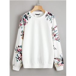 SHEIN LUNE Pullover mit Raglanärmeln und Blumen Muster