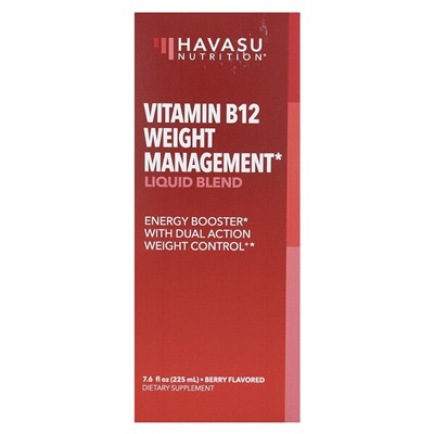 Havasu Nutrition Витамин B12 для контроля веса, жидкая смесь, ягоды, 7,6 жидких унций (225 мл)