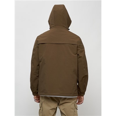 Куртка молодежная мужская весенняя с капюшоном коричневого цвета 702K