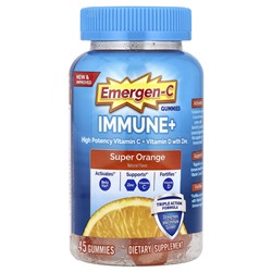 Emergen-C Immune+ Gummies, Super Orange, 45 Gummies
