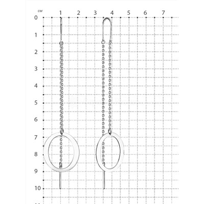 Серьги-продёвки из серебра родированные 925 пробы 520-10-456р