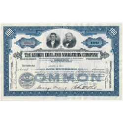 Сертификат на 100 акций The Lehigh Coal and Navigation Company, США (синий)