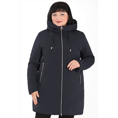 Куртка-пальто темно-синего цвета для женщин на молнии