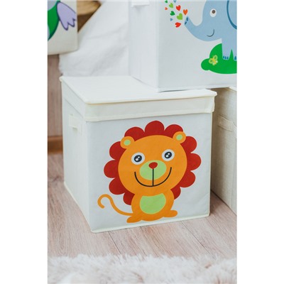 Короб стеллажный для хранения с крышкой «Львёнок», 25×25×25 см, цвет МИКС