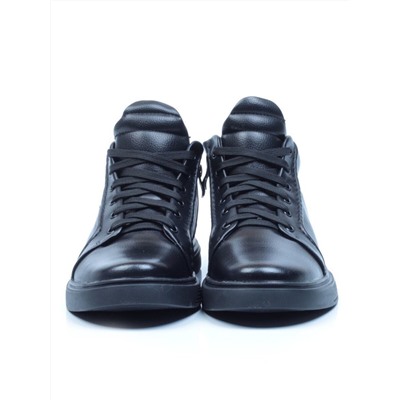 M132-2 BLACK Ботинки зимние мужские (искусственная кожа, искусственный мех)