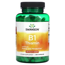 Swanson B1, Тиамин, 100 мг, 250 капсул - Swanson