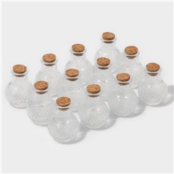 Набор баночек стеклянных для специй с пробковой крышкой Доляна «Парфе», 50 мл, 5,5×5,5×7 см, 12 шт