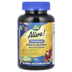 Nature's Way Alive! Men's Gummy Multivitamin, Zero Sugar, Peach, 50 Gummies