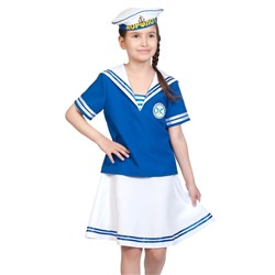 Карнавальный костюм «Морячка», рубашка, юбка, бескозырка, р. 30-32, рост 122-128 см