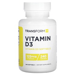 TransformHQ Витамин D3, 125 мкг, 240 мягких таблеток