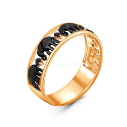 Кольцо из золочёного серебра с чёрными фианитами и родированием - Пять слонов 925 пробы 1-3207зч216