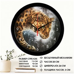 Часы настенные, интерьерные "Ягуар", бесшумные, d-28 см