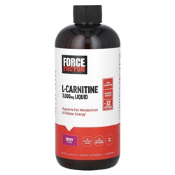 Force Factor L-Carnitine Liquid, Berry, 3,000 mg , 16 fl oz (473 ml)