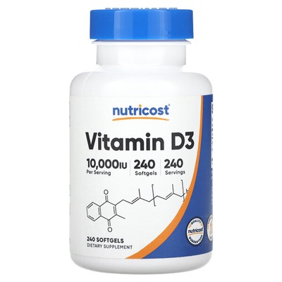 Nutricost Витамин D3 - 10000МЕ - 240 капсул - Nutricost