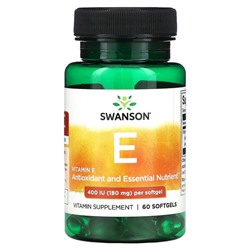Swanson Витамин Е - 180 мг (400 МЕ) - 60 мягких капсул - Swanson