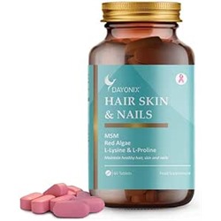 Dayonix Hair, Skin & Nails Tablet, Enriched with MSM and Red Algae. Provides Zinc, Copper, Vitamin C and Amino acids. Collagen Support. 60 Tablets, 30 Servings