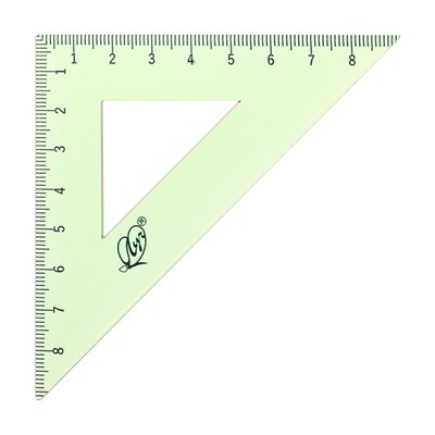 Набор чертёжный 4 предмета (линейка 15 см, угольник 30 °/ 60 °, 10 см; угольник 45 °/ 45 °, 8 см; транспортир 180 °, 9 см), прозрачный зелёный