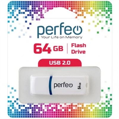 64Gb Perfeo C09 White USB 2.0 (PF-C09W064)