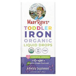 MaryRuth's Toddler Iron Organic Liquid Drops, 1-3 Years, Grape, 2 fl oz (60 ml)