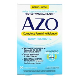 Azo Complete Feminine Balance, Daily Probiotic, 5 Billion, 60 Once Daily Capsules